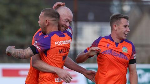 Chris Shields celebrates goal