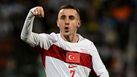 Kerem Akturkoglu celebrates after scoring