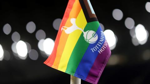 Progress Pride corner flag at Tottenham