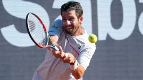 Cameron Norrie plays a forehand in his defeat to Rafael Jodar at the Barcelona Open