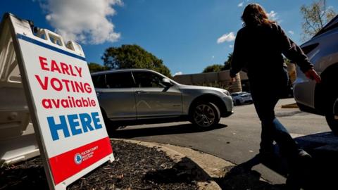 An early voting sign in a Georgia parking lot