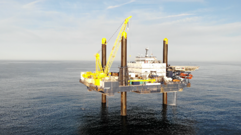 The L/B Robert liftboat in the Atlantic Ocean