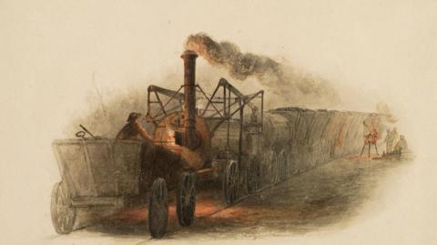 Thomas Harrison Hair, Old Locomotive Engine, Wylam Colliery, around 1838-42