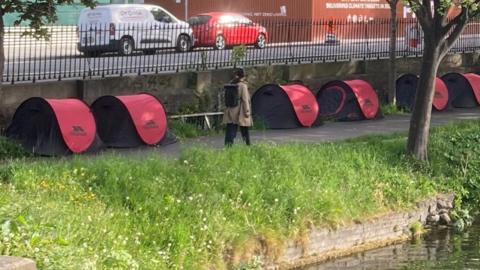 Tents along the Grand Canal in Dublin