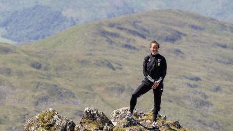 Wales boss Rhian Wilkinson at the summit of Yr Wyddfa