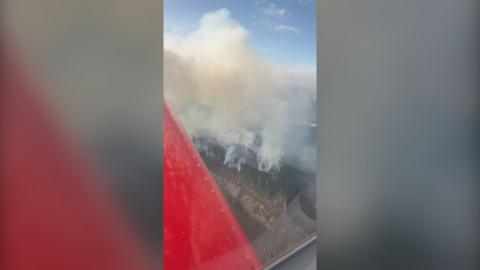 wildfire footage shot from plane