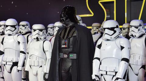 Darth Vadar attends the European Premiere of "Star Wars: The Force Awakens" at Leicester Square on December 16, 2015.
