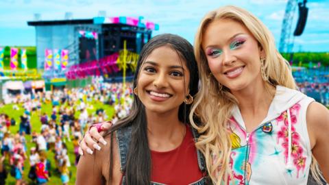 Shini and Zara Larsson at the Radio 1 Big Weekend.