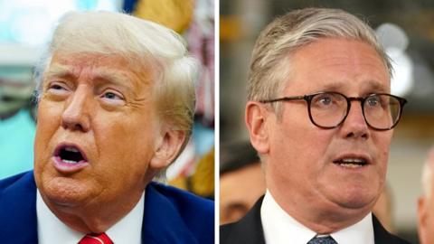 A composite of Trump and Starmer
