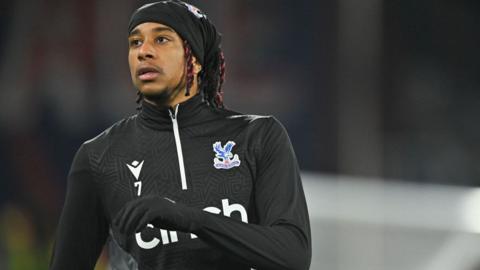 Crystal Palace's Michael Olise during the pre-match warm-up
