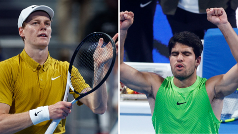 Jannik Sinner and Carlos Alcaraz celebrate wins to reach the 2026 Qatar Open quarter-finals