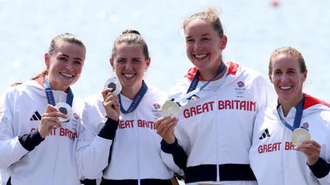 Rebecca Shorten (left) with her Olympic silver medal