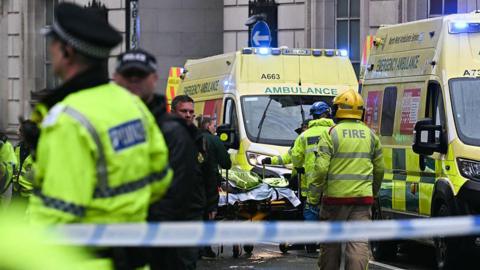 Emergency services on the scene of the incident in Water Street 