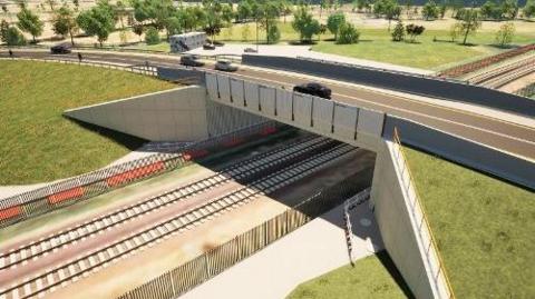 An artist's impression of the new Chester bridge over the railway in Ash