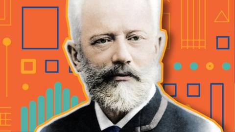 Tchaikovsky on colourful background