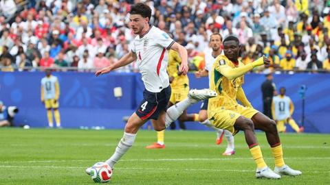 Declan Rice in action for England against Ghana at the World Cup