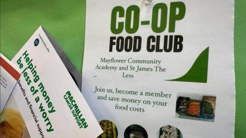 Co-op food club sign on green background