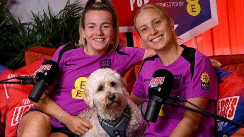 Lauren Hemp, Reggie the dog and Aggie Beever-Jones