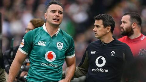 James Lowe limps off in the first half of Ireland's record win over England