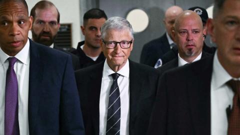 Microsoft co-founder Bill Gates (C) arrives for a closed-door interview with the House Oversight Committee on Capitol Hill in Washington, DC, on June 10, 2026.