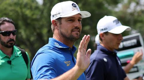 Bryson DeChambeau waves to the crowd during day one of LIV Golf Mexico City at Club de Golf Chapultepec