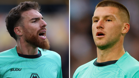 Split image showing Jose Sa and Sam Johnstone playing for Wolves