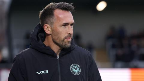 Christian Fuchs, manager of Newport County, before the Emirates FA Cup Second Round match between Boreham Wood and Newport County