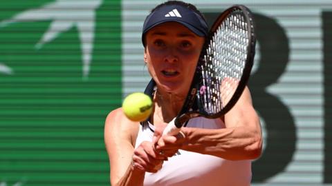 Elina Svitolina hits a backhand
