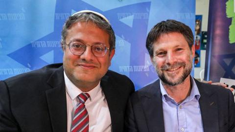 Itamar Ben-Gvir (right) and Bezalel Smotrich are key members of PM Benjamin Netanyahu’s right-wing coalition
