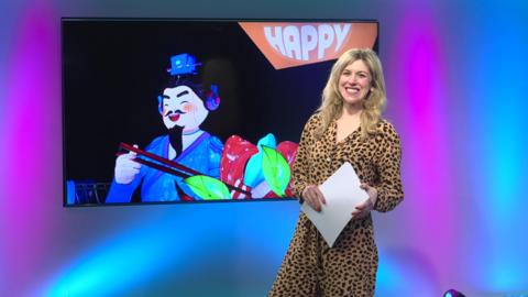 Jenny on the Newsround set