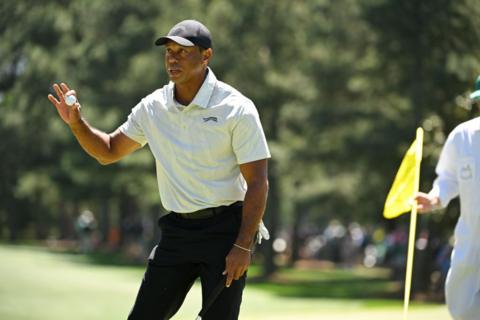Tiger Woods in round three action at Augusta National
