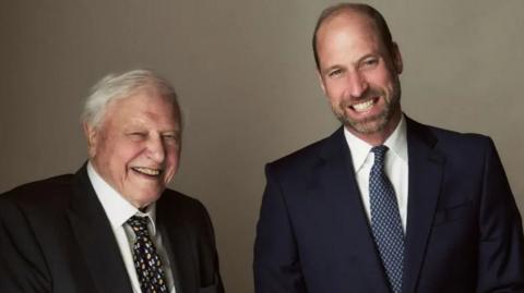 Attenborough and William pictured backstage at the Royal Albert Hall 