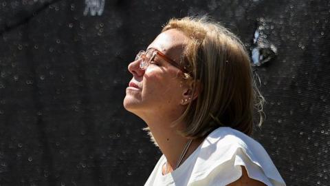 Mariana González, daughter of Venezuelan opposition leader Edmundo González and wife to lawyer and political prisoner, Rafael Tudares, arrives to "El Rodeo" prison on January 09, 2026 in Miranda, Venezuela
