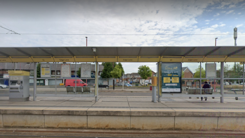 Edge Lane tram station during the day.