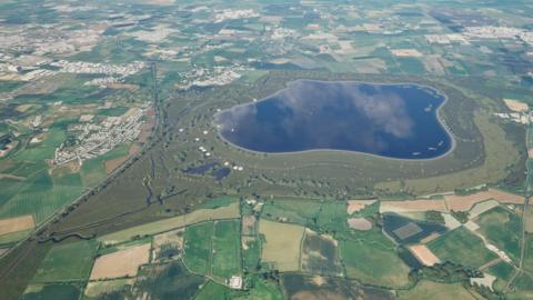 A CGI aerial image of Thames Water's proposed reservoir it wants to build in Oxfordshire