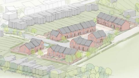 An aerial artist's impression of the proposed Granville Street homes in Woodville.