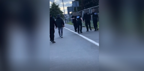 Police arresting a man in Sneinton, Nottingham