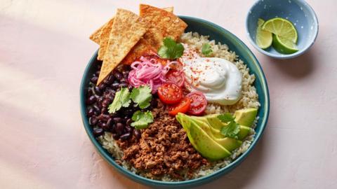 Spiced beef burrito bowl
