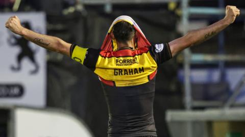 Brian Graham celebrates after scoring for Partick Thistle against Ayr United