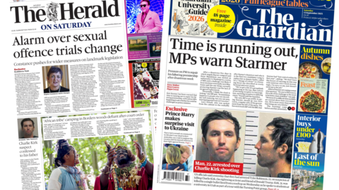 The front pages of the Herald and the Guardian