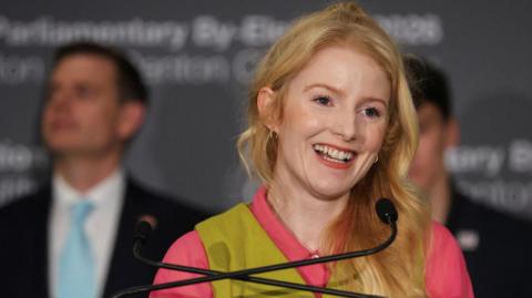 Hannah Spencer giving acceptance speech