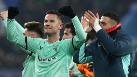 Gorka Guruzeta celebrates after Athletic Club's victory