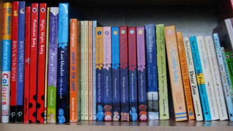 A row of children's books