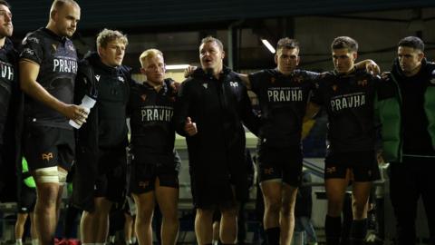 Wales captain Dewi Lake addresses his Ospreys teammates
