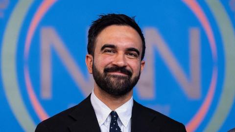 Zohran Mamdani, New York City mayoral candidate, during a campaign event at the NAN House of Justice in the Harlem neighborhood of New York, US, on Saturday, June 28, 2025.