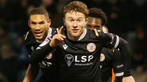 Bromley's Jude Arthurs celebrates his goal against Gillingham