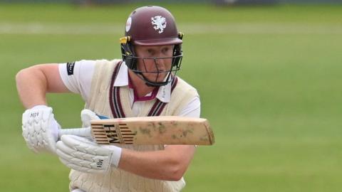 Somerset's James Rew plays a shot