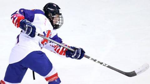 GB's Katie Marsden with ice hockey stick