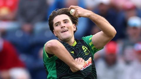Southern Brave spinner James Coles about to bowl during a Hundred match