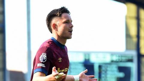 George Hirst celebrates scoring a goal